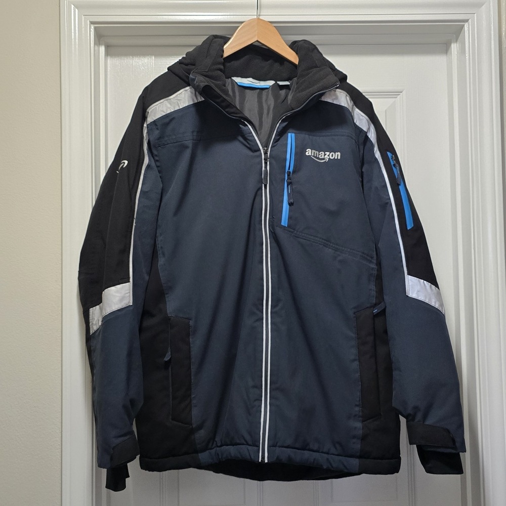 Amazon Employee Driver Heavy DSP Parka Coat Hooded Winter Luly Yang Reflective L
